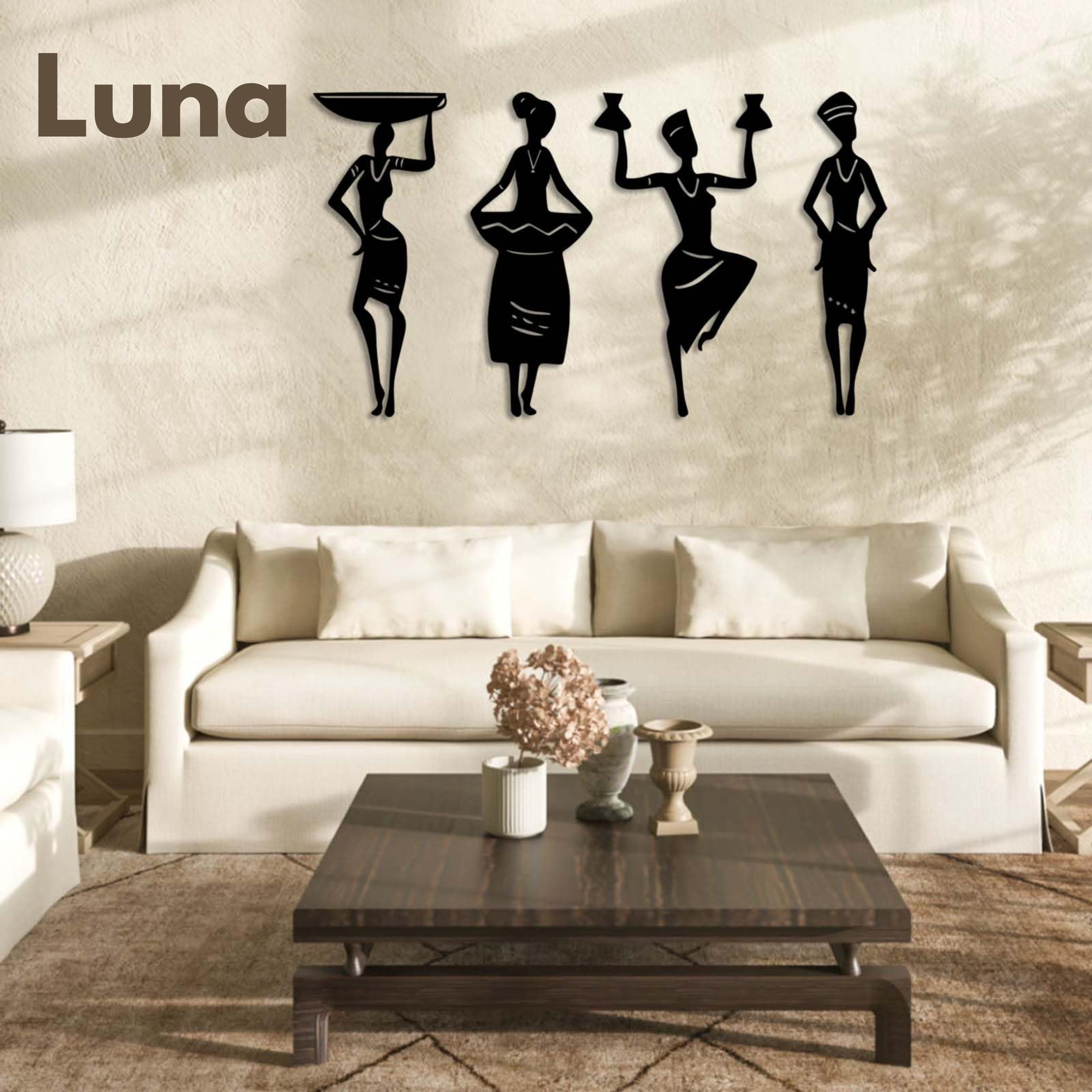 Tribal Women Wooden Wall Art Set (4 Pieces) - Modern Home Wall Décor | Luna