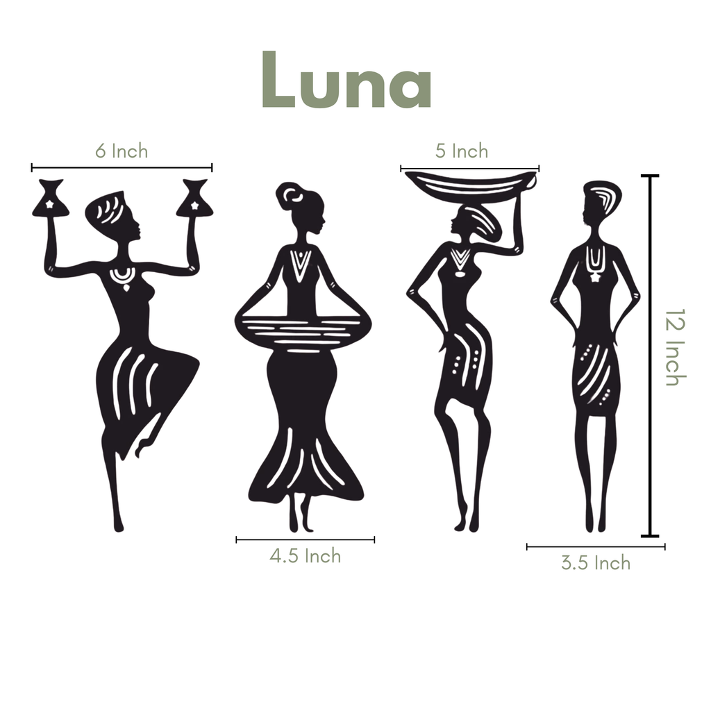 Tribal Women Wooden Wall Art Set (4 Pieces) - Modern Home Wall Décor | Luna