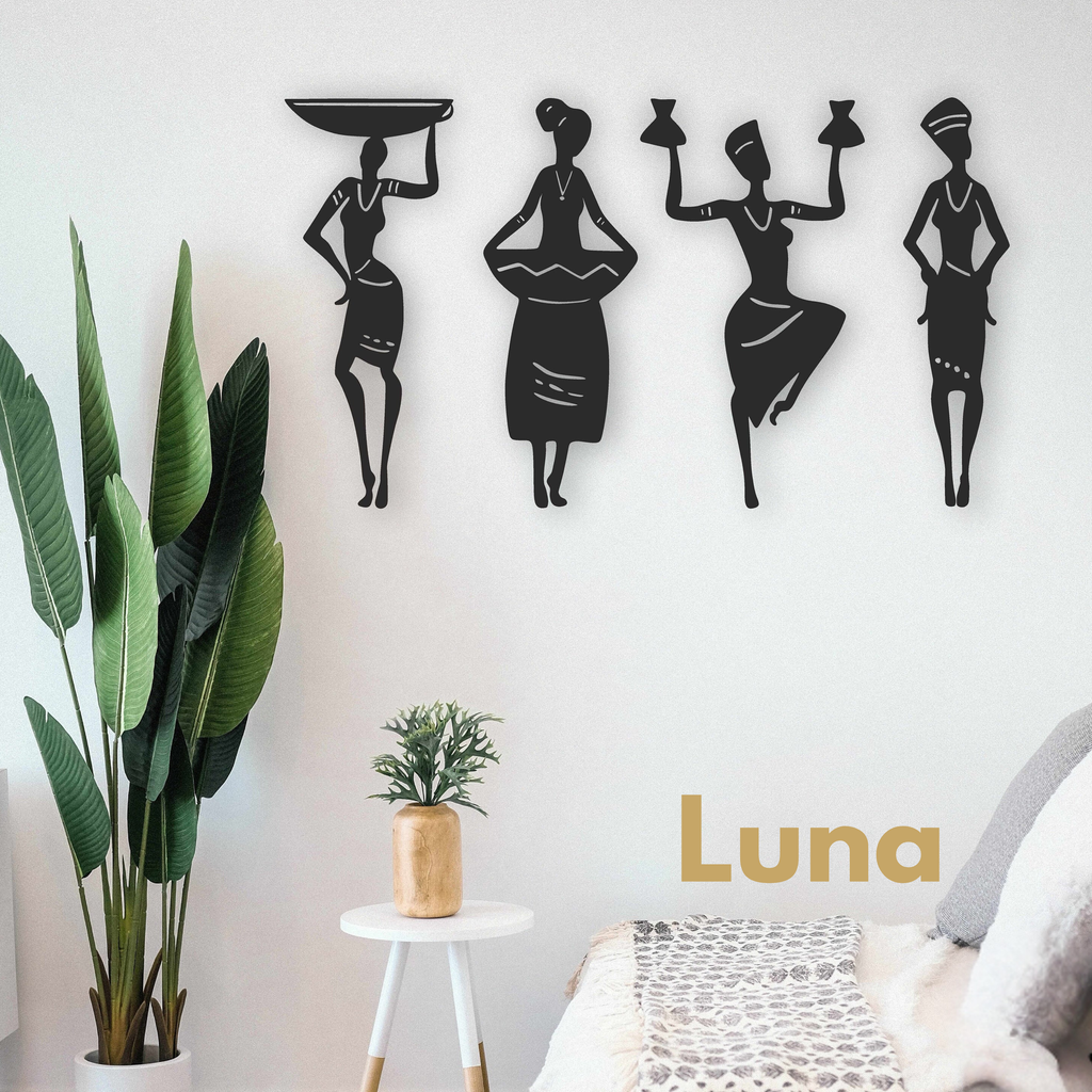 Tribal Women Wooden Wall Art Set (4 Pieces) - Modern Home Wall Décor | Luna